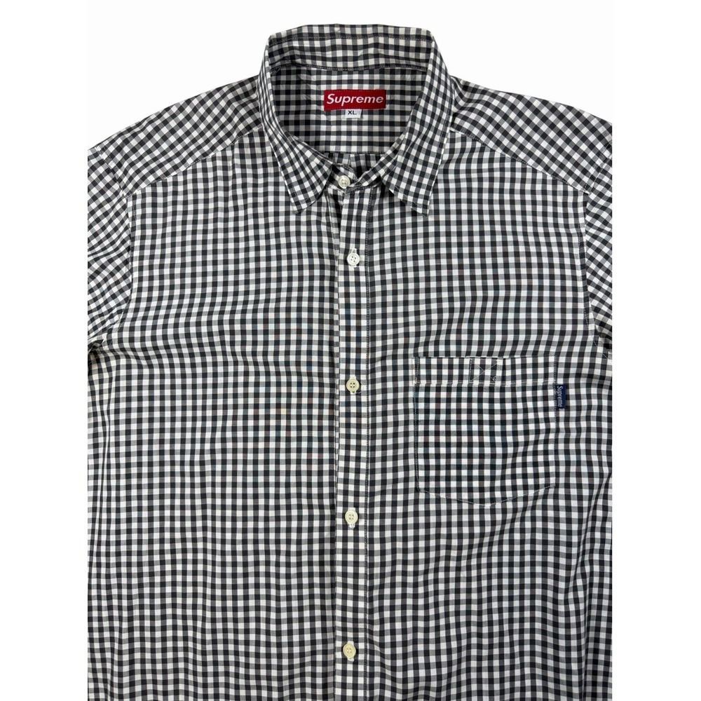 Supreme Gingham Shirt Mens XL Black White Check SS Button Up Made In USA VTG